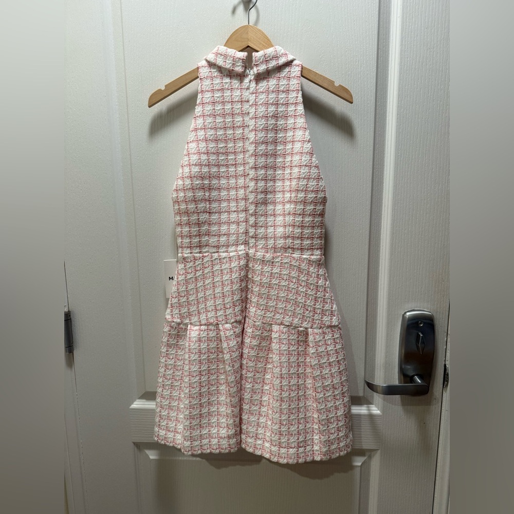 MAUDE CLUB Anderson Tweed Halter Polo Mini Dress in Pink Tweed Size S NWT - Picture 9 of 10